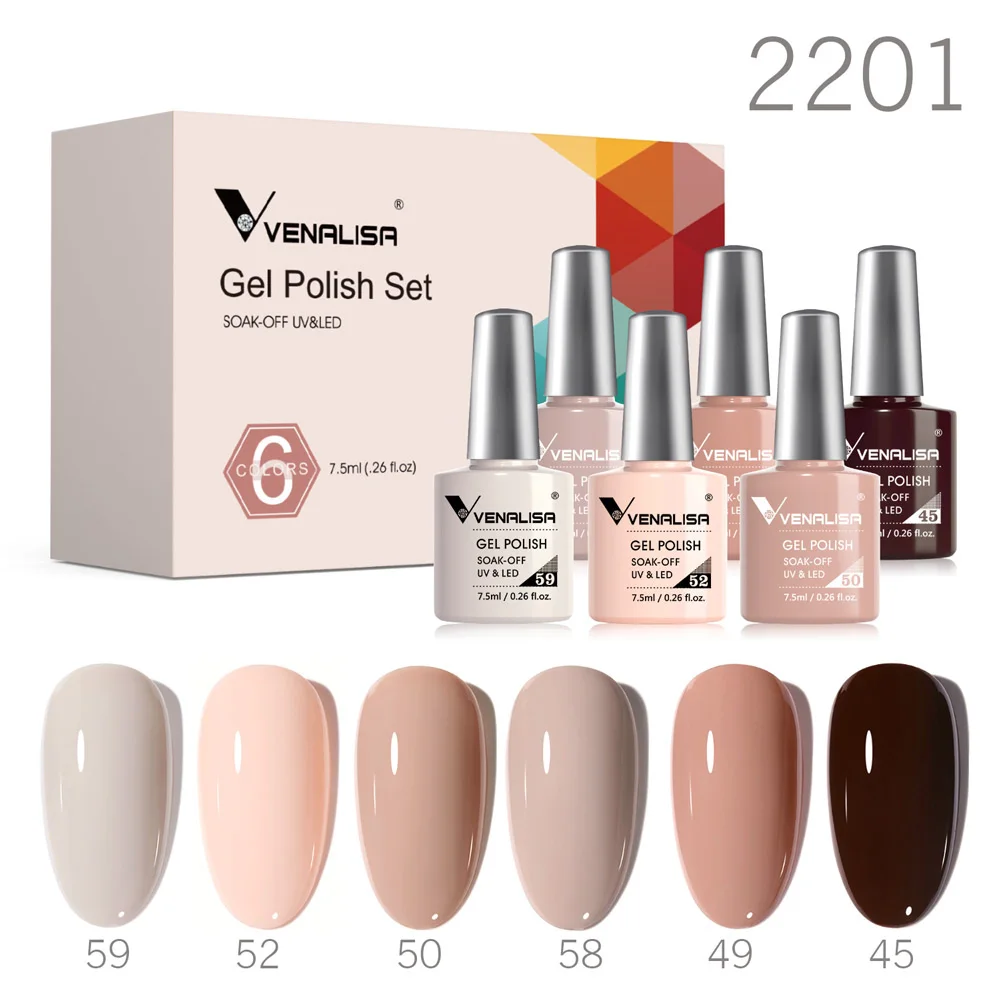 6Pcs Set Venalisa Quick Construction Gel Nail Polish Kit Keep Nail C Arc Soak off UV