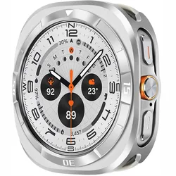 Durable Ultra - Thin Rugged Metal Watch Case with Protective Bumper Frame for Ultra 47MM (Silver White)