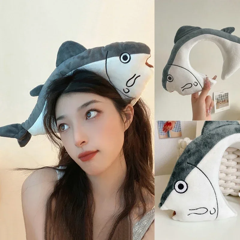 Headband Cartoon Funny Salted Fish Hairband Summer Women's Cute Face Wash Headband Funny Hair Band Hair Accessories 1-10PCS