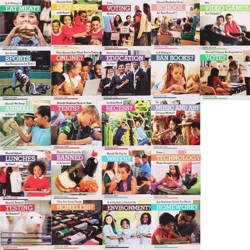 30PCS POINTS OF VIEW BOOKS Debate Phase 4 : Focus on 22 Topics That Are Relevant To Young People's Lives Reading Learning 1