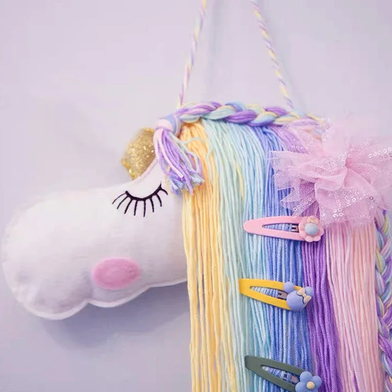 INS Weave Rainbow Baby Hair Clips Accessories Holder Princess Girls Hairpin Hairband Storage Pendant Jewelry Wall Ornaments 2