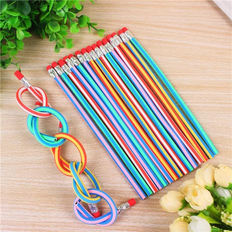 5pcs Bendy Soft Pencils Flexible Rubber Pencils Kids Students Writing Tools Korean Stationery Children School Office Supplies 4 pcs flexible construction parts novel children toys blocks tracks train steam creative sets for