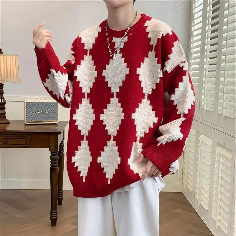 

Sweater Men's Autumn and Winter Fashion Brand Trendy Loose and Handsome Knitwear Men's Idle Style Sweater Teenagers Sweater Whol