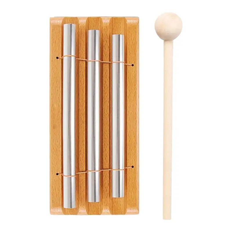 Yoga Chime 3 Tone Mindfulness Hand Bell Reattivo Hand Meditation Chime Bell Con Mallet Relax Sound Healing Chime