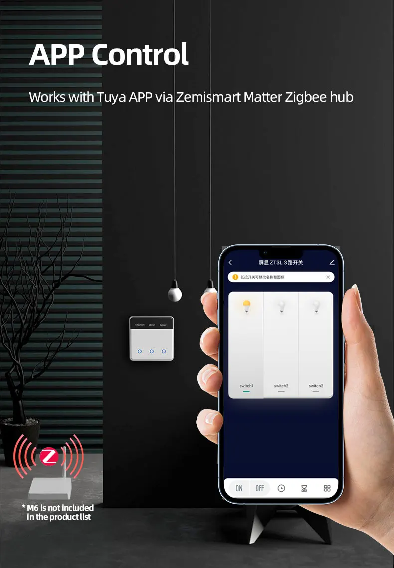 Zigbee DIY Name Switch with Display Screen Touch Panel EU Light Switch Works wit