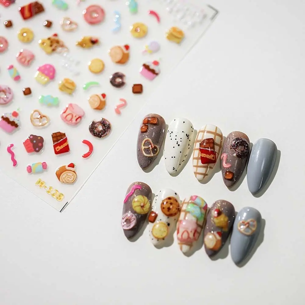 Cartoon Nail Art Stickers Self-adhesive Decals DIY Cute 5D Reliefs Jelly Dessert Bear Rabbit Pattern Manicure Slider Decoration