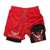 Men's Fashion Anime Printed Sports Shorts 2 in 1 Running Training Fitness Shorts Summer Outdoor Fitness Sports Pants M-3XL 2