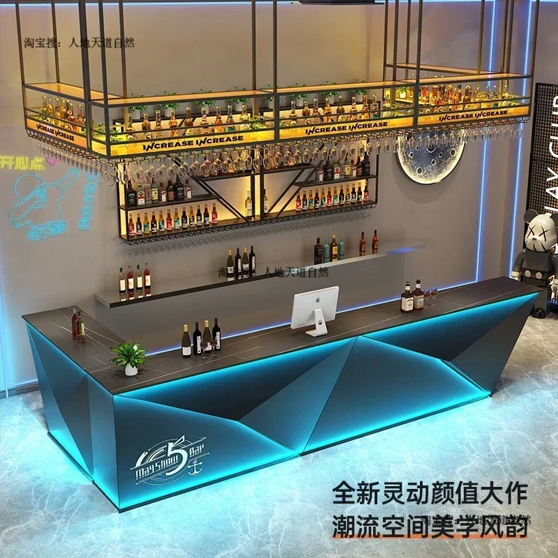 Iron bar bar Internet cafe billiards industrial style cashier corner counter commercial reception desk