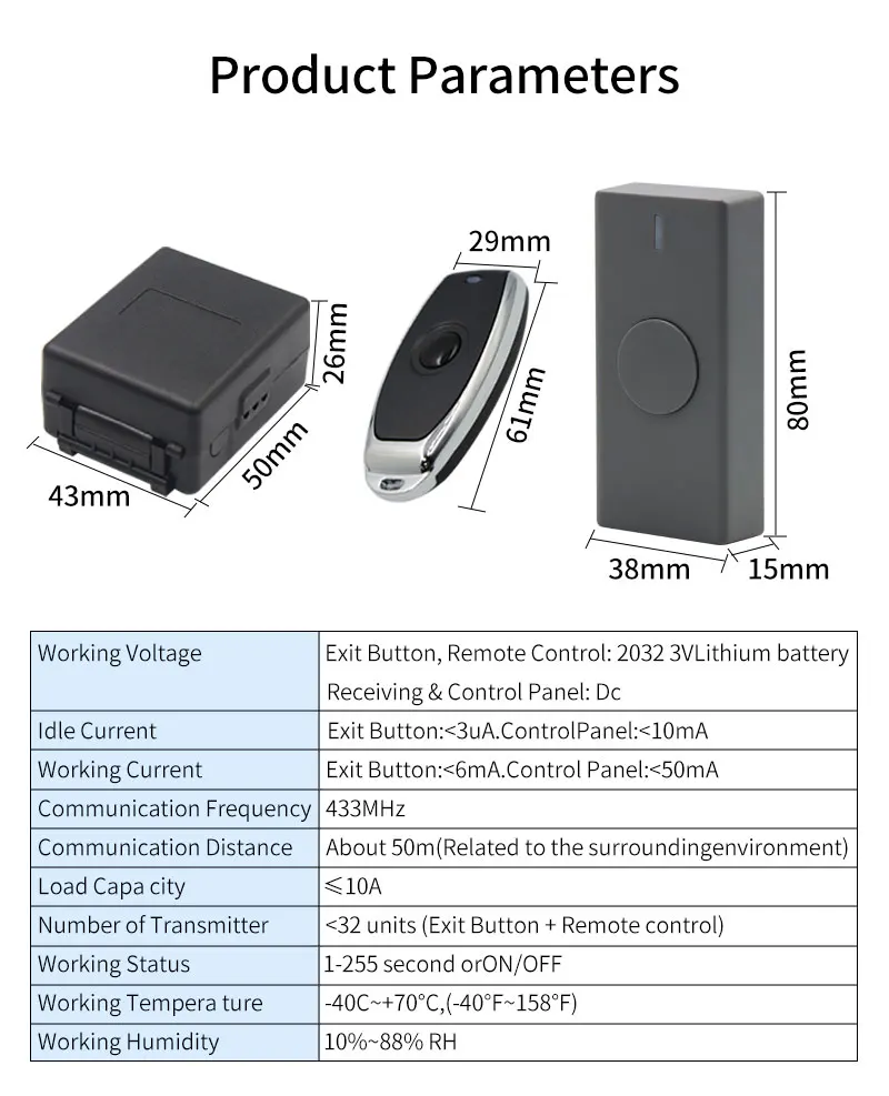 433Mhz Universal Wireless Remote Control Switch Kit Access Control DC 12V 1CH Re