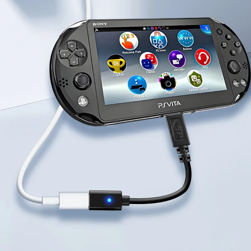 PS Vita 2000 컨트롤러용 USB C 케이블 충전 어댑터 타입 C LED 변환 코드 플레이스테이션 게임 콘솔 전원선