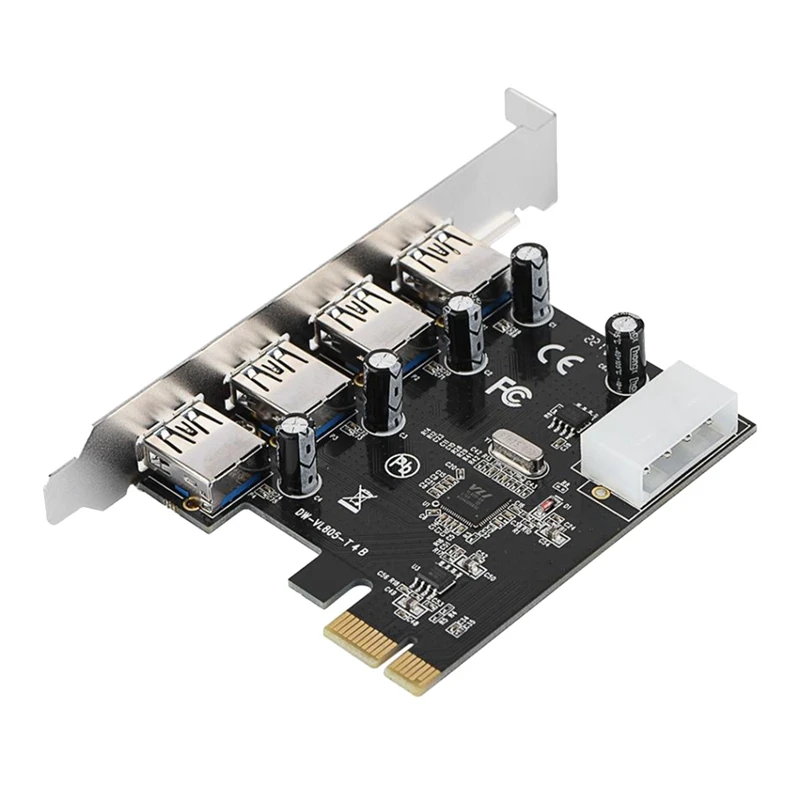 

NEW-PCI-E Adapter Card PCI Express To 4XUSB3.0 Large 4Pin Graphics Card Power Cord Expansion Card