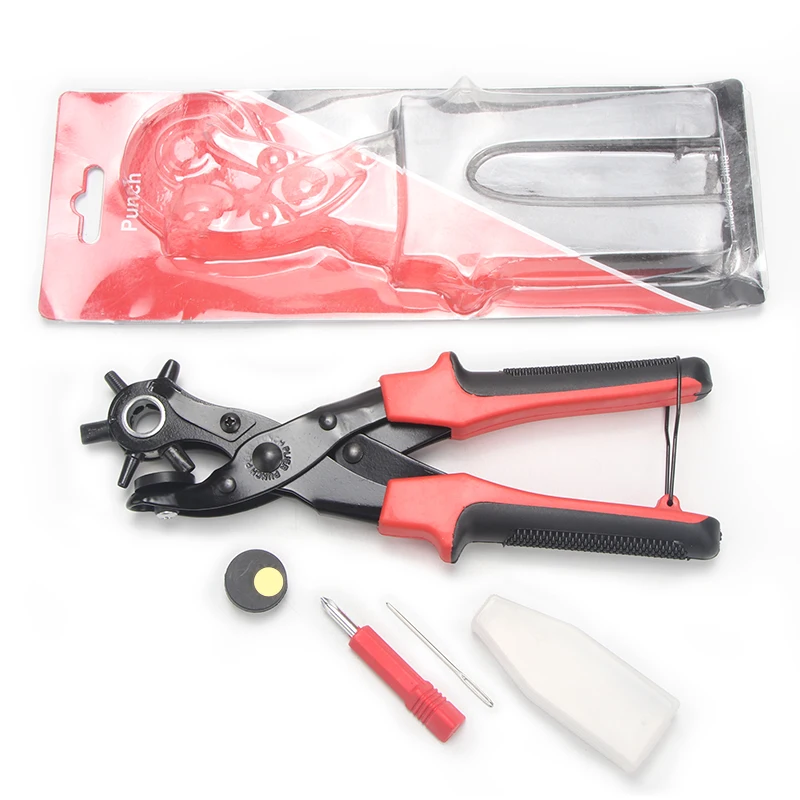 Leather Hole Punch Pliers 9 with Multi-size Rotating Wheel for