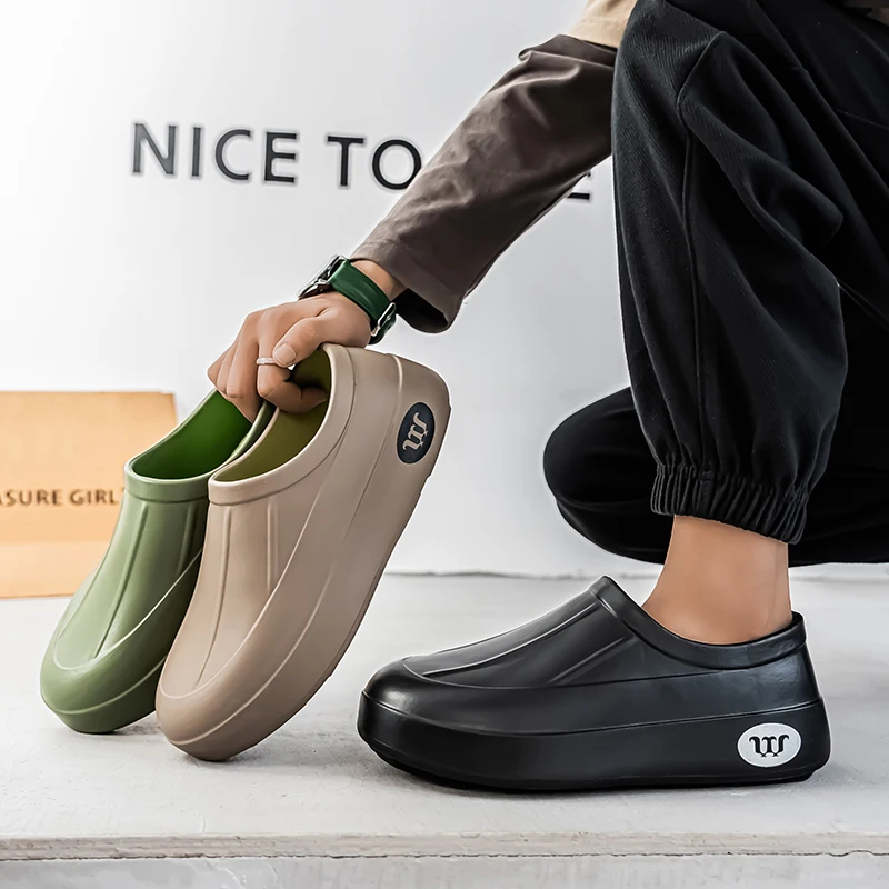 Men's Casual Slippers Are Easy To Clean Waterproof Oil Resistant Slip Resistant Summer Cool Comfortablefishing Kitchen Shoes