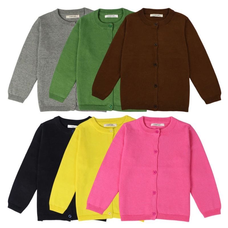 Kids sweater School Spring Autumn Kids Baby Cotton Knit Sweater Candy Color Cardigan Solid Color Cardigan 1-7Y