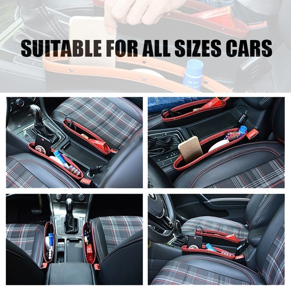 Car Seat Gap Filler Organizer Universal PU Leather Front Car Driver Seat  Crevice Storage Box Pockets Auto Interior Accessories