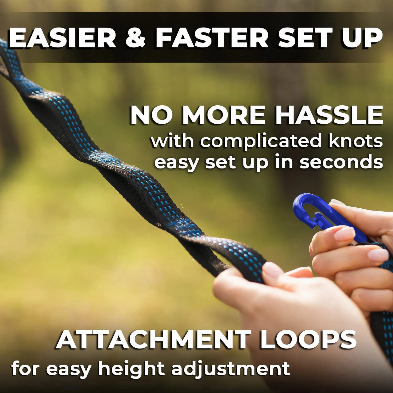 High Bearing Capacity Hammock Straps 400lbs Breaking Strength Polyester Hammock Belt Rope With Ring Buckle hammock straps