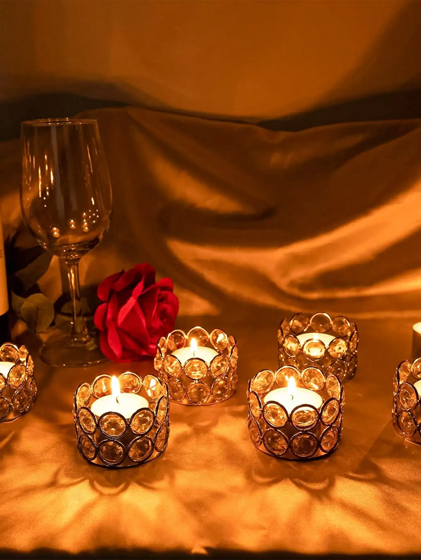 Wedding Valentine's Day Decoration Crystal Tea Lamp Candlestick Family Table Center Decoration Home Decoration Gift Box 1PC candle holders