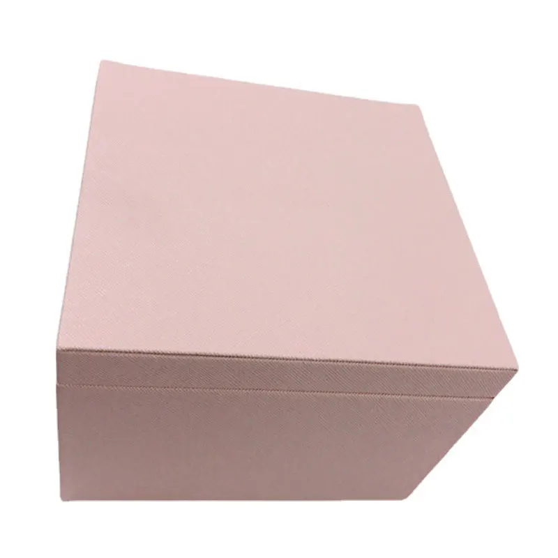 

PAN Pink 14.5x14.5x10.5cm S925 Silver Bracelet Jewelry Set Box Double High-Capacity Leather Case For Necklaces Earrings Ring