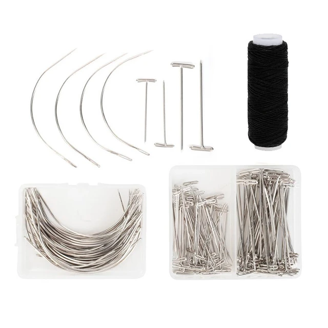 Plussign Supply Needle And Thread For Sew In Hair 12Pcs C Type Crochet  Needle Black Weaving