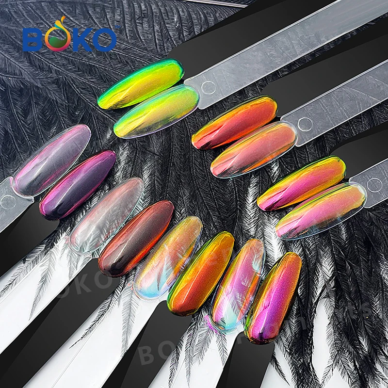 BOKO 0.3g Nail Aurora Powder Fairy Fine Mirror Effect Chrome Rubbing Dust Pigment DIY Manicure Decor