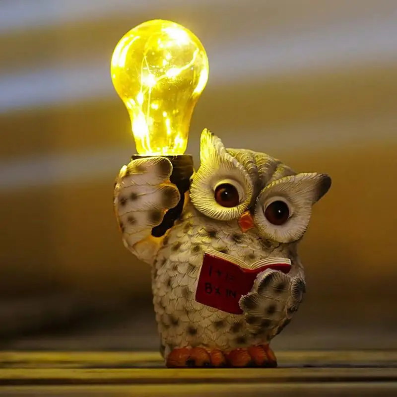 

Solar-Powered Owl Garden Statues Outdoor Solar Lights Owl Parrot Panda Waterproof LED Light Resin Owl Figurine Garden Decoration