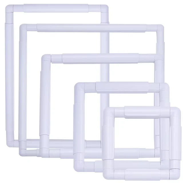 MIUSIE 1 PC cadre de broderie forme carrée cerceau de couture croisée en plastique assembler cerceau de couture pour broderie bricolage outil d'artisanat blanc 3