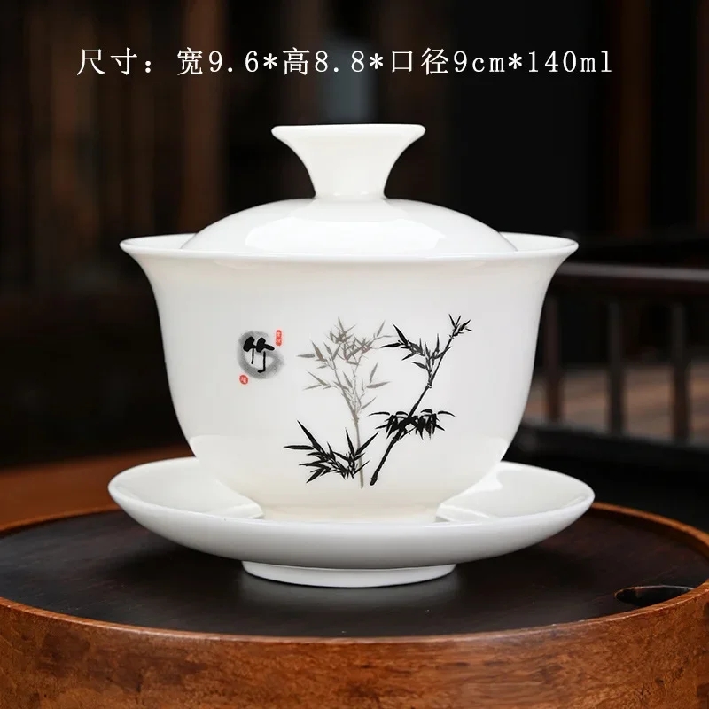 Ceramic Tea Tureen Lid Bowl Saucer Handmade Teaware Chinese Home Decor Kung Fu Porcelanas Tea Cup Sancai Gaiwan Cups