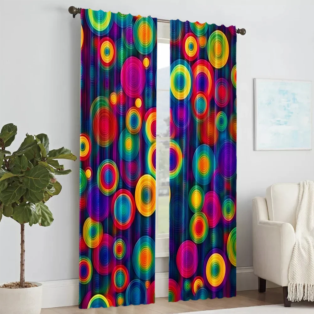 2Pcs Boho Chic Geometric Window Curtain Rod Pocket Polyester Material Drapes For Bedroom And Various Rooms Contemporary Style 2