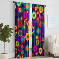 2Pcs Boho Chic Geometric Window Curtain Rod Pocket Polyester Material Drapes For Bedroom And Various Rooms Contemporary Style 2