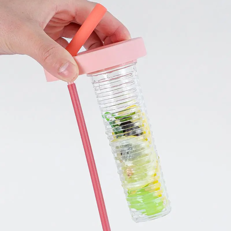 Summer Juice Cups Plastic Straw Cup Creative Water Bottle with Lid Tea Strainer Tumbler Friend Student Outdoor Gym Sport Bottles