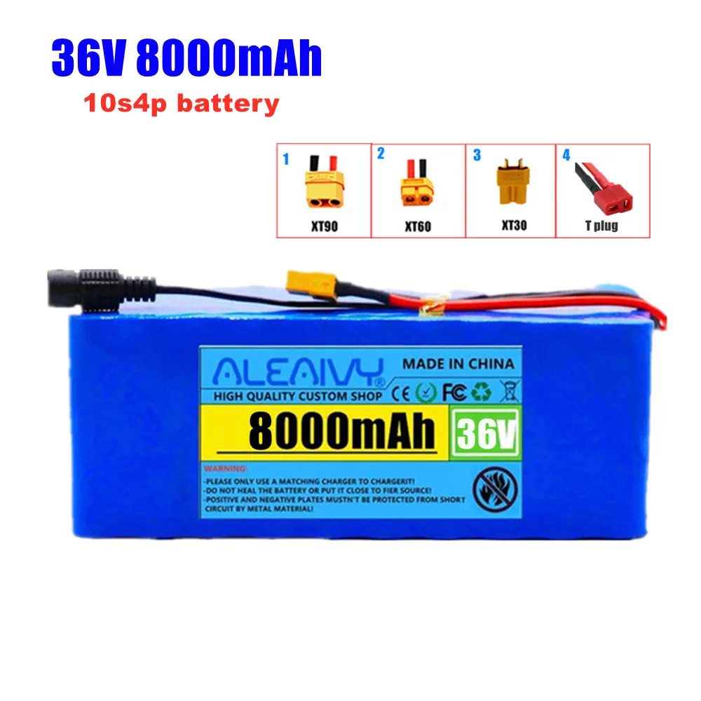Aleaivy 36v 8000mah Battery Pack 10s4p 18650 Lithium Ion Rechargeable