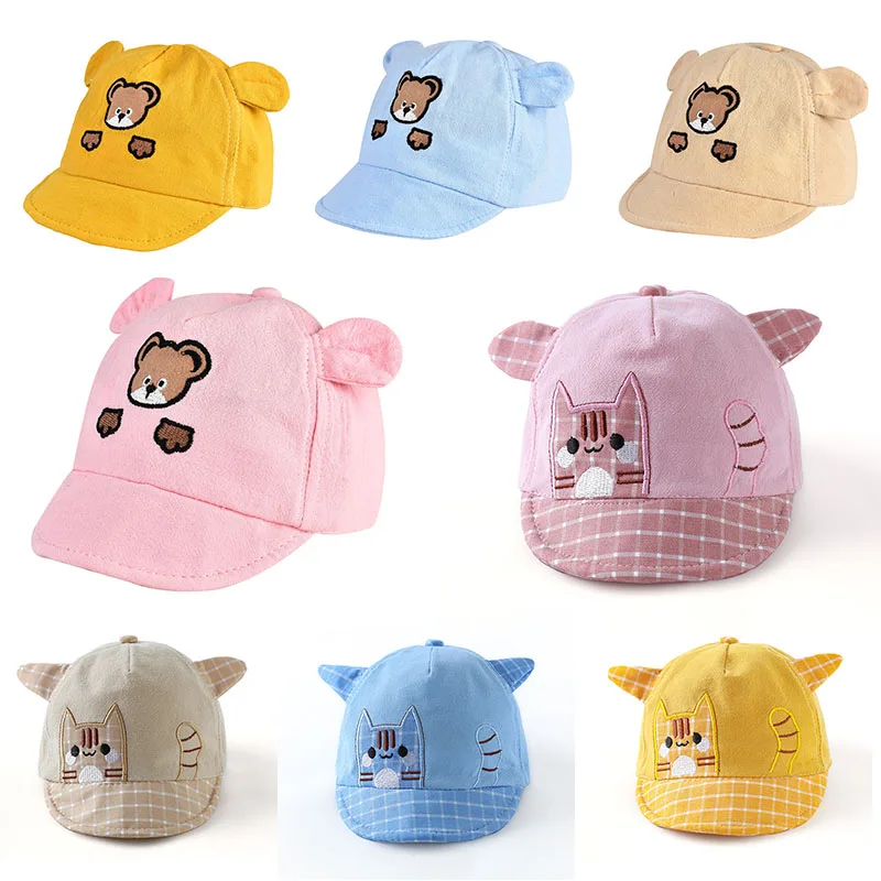 Cute Baby Boy Girl Cap Embroidery Animal Baby Baseball Cap Spring Summer Baby Sun Hat Toddler Outdoor Visor Hats for 1-3T new 3d animal scarves women spring cute cat dog headband for girls tubular face head wrap cover bandana dust proof hair scarf