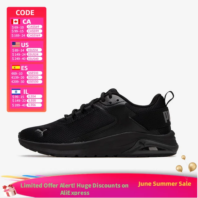 PUMA Electron E Chaussures de course basses confortables et légères pour femmes, noires, 380435-01 1