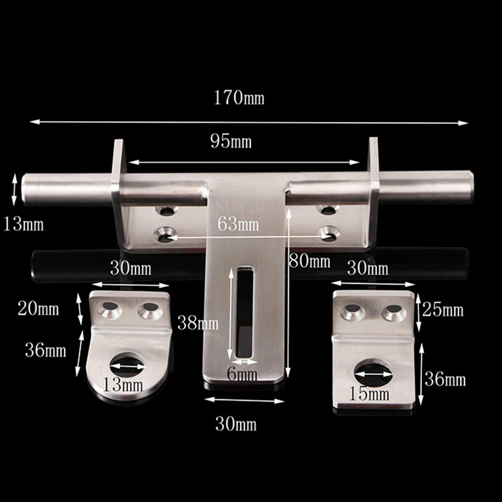 Nerez ocel šroub dveře šroub kluzné šrouby brána latches rust-proof šrouby diapozitiv zamknout těžký celní poplatek proti krádeži zamknout dveře zamknout