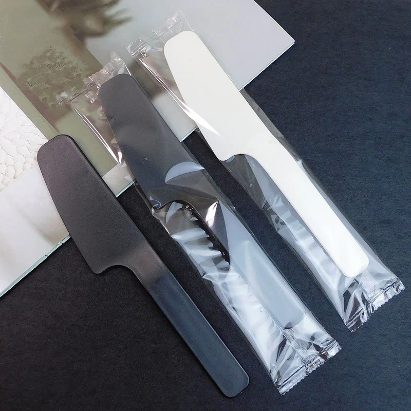 5Pcs/Set Disposable Plastic Knife Independently Packaged Tableware Supplies Dessert Cake Knives Kitchen Birthday Party Gadget
