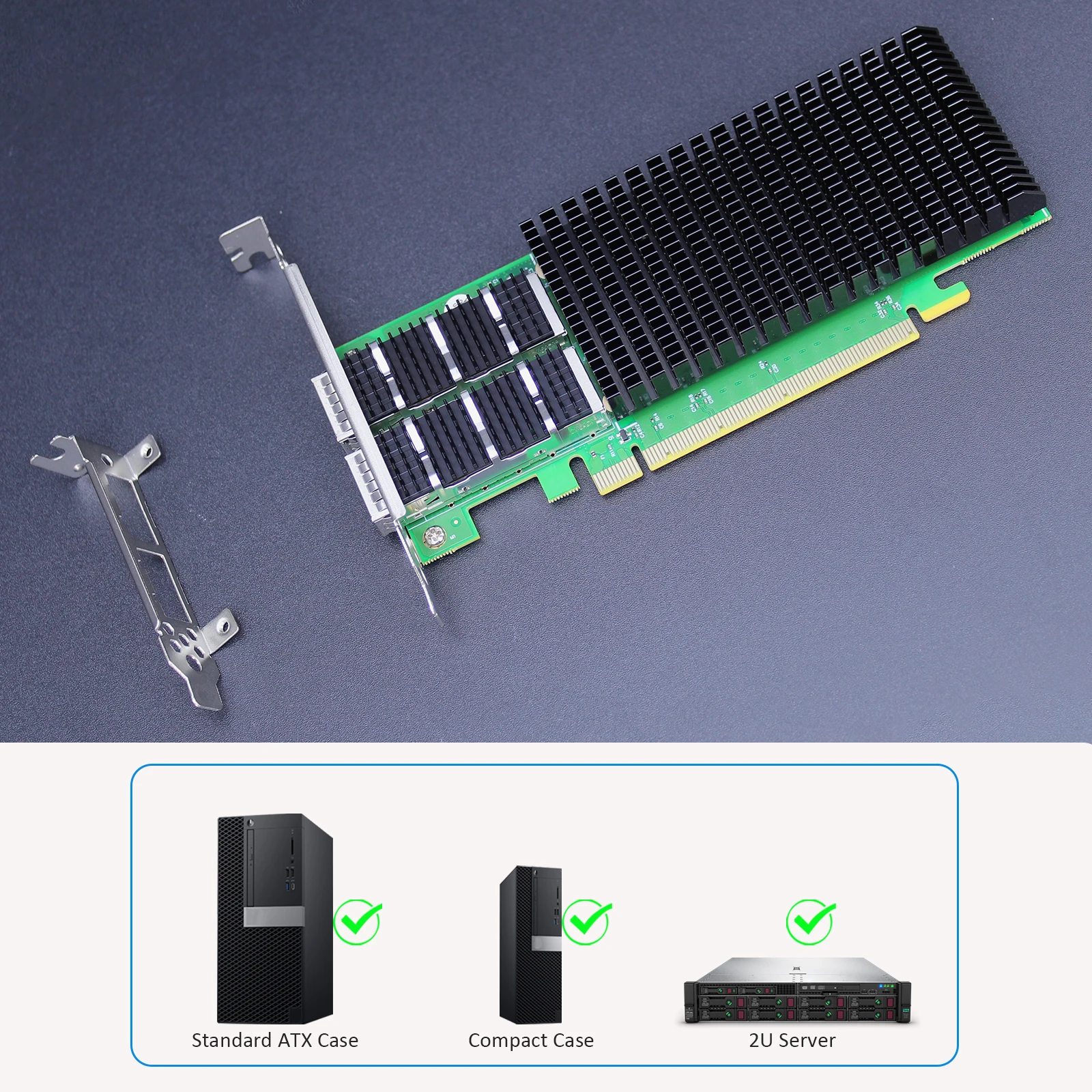 2포트 200Gb QSFP56 이더넷 네트워크 카드, 멜라녹스 커넥트X-6 컨트롤러, PCIe 4.0 X16 인터페이스, RDMA(로씨), 인피니바 아님