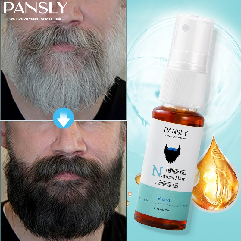 Pansly Restore White Beard Hair To Natural Color Spray Unisex Herbal