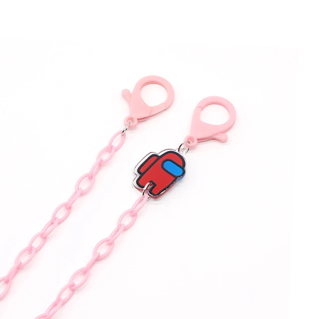 Face Mask Chain For Children Acrylic Fashion Sunglasses Lanyard Cartoon Spaceman Strap Trendy Eyeglass Holder Strap Hang on Neck Pink 2