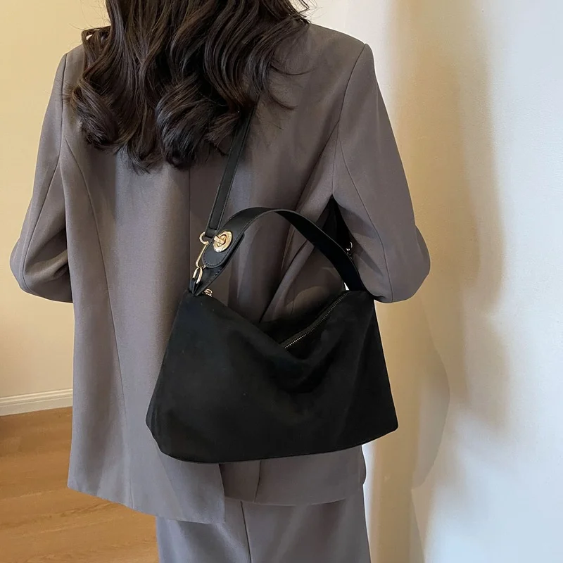 Women's Suede Crossbody Bag Adjustable Strap Shoulder Satchel Clutch Purse for Work And Travel Pillow Handbags