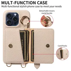 Luxury Leather Multifunctional Phone Case with Lanyard, Zipper, and Wallet for iPhone 17 e (Beige)