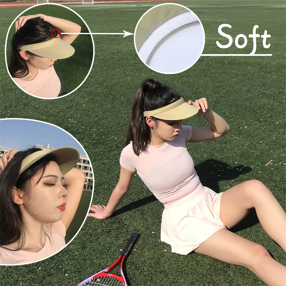 Sun Visor Women's Golf Sports Visor Cap With Large Brim Folding_voghion.com