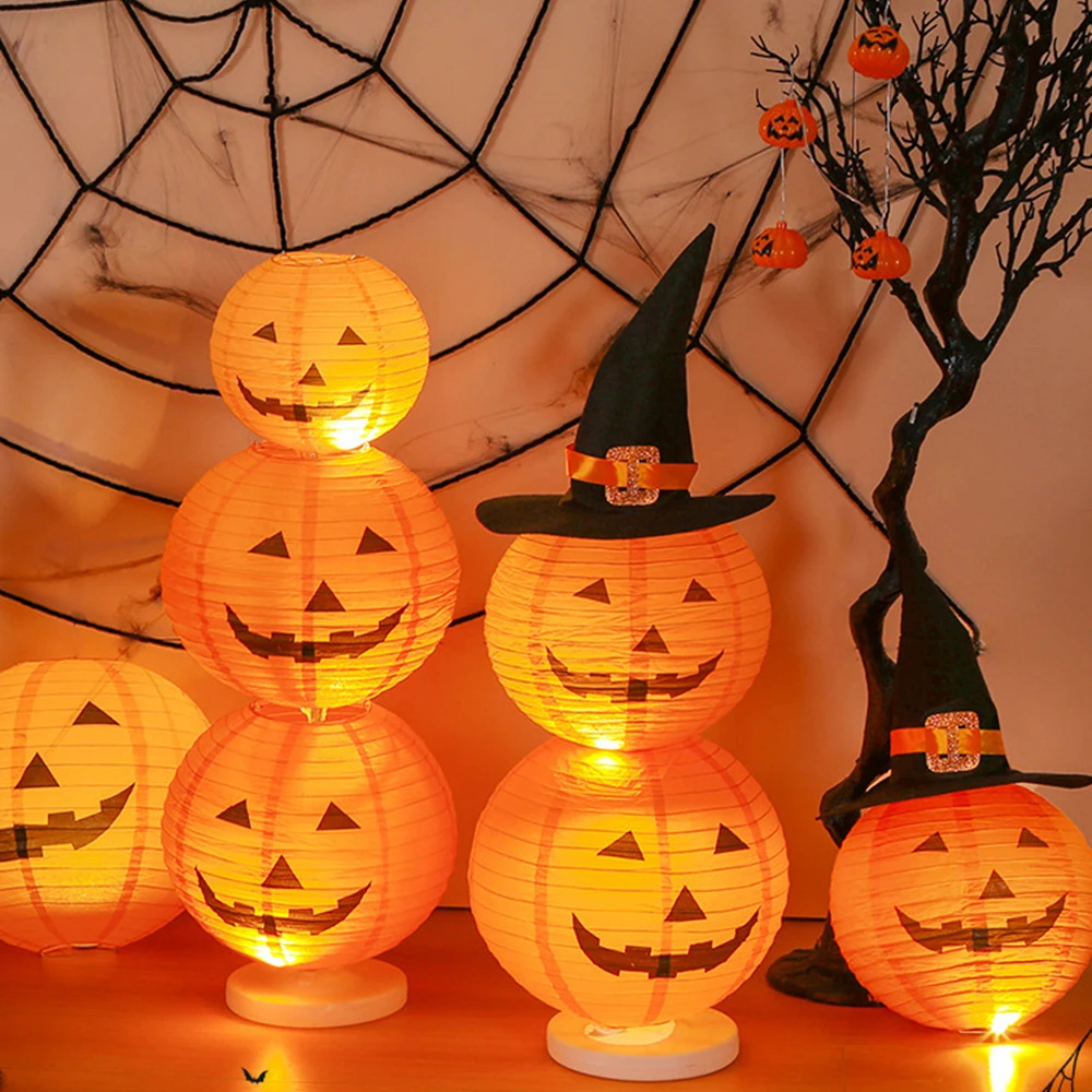 Lanterne Papier Halloween - Lot De 4 Lanternes Pliables à Décorer Soi-même, Avec LEDs, Pour Fête, Saint-Martin, Décoration Maison - Modèles Fantôme, Chat, Château, Fille