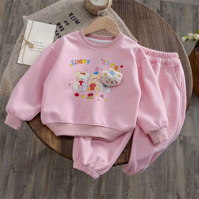 세트 라운드 넥 긴팔 바지 2 피스 용수철, 가을 캐주얼 패션 스포츠 세트, 12-6 세, 2024