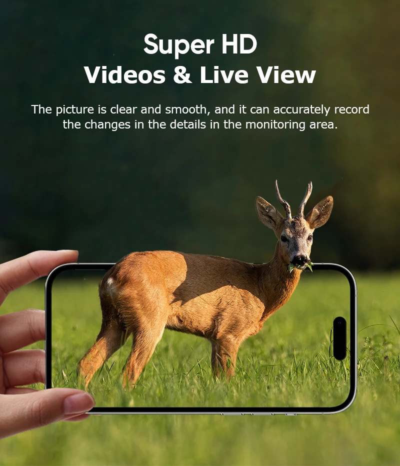 2K Outdoor 4G Solar Cellular Trail Camera Hunting Trail Camera 3-PIRs Motion Act