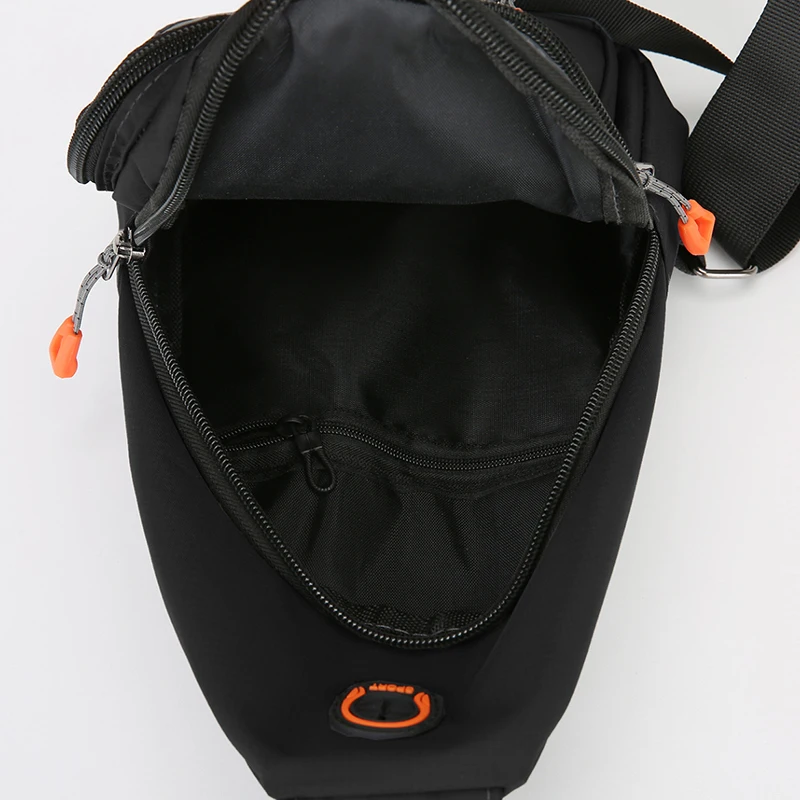 Men's large capacity chest bag with headphone jack, adjustable shoulder strap, hands-free, suitable for outdoor sports during co