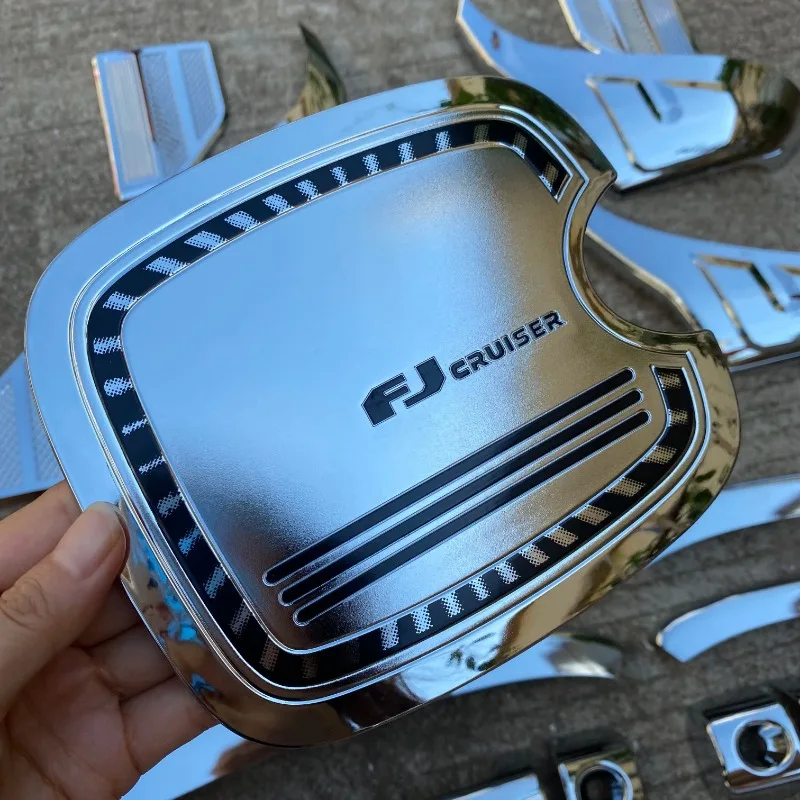 

19PCS ABS Car Exterior Full Chrome Set Handle/Lamp/Tank Cover Side Emblem Sticker For Toyota FJ Cruiser Accessories