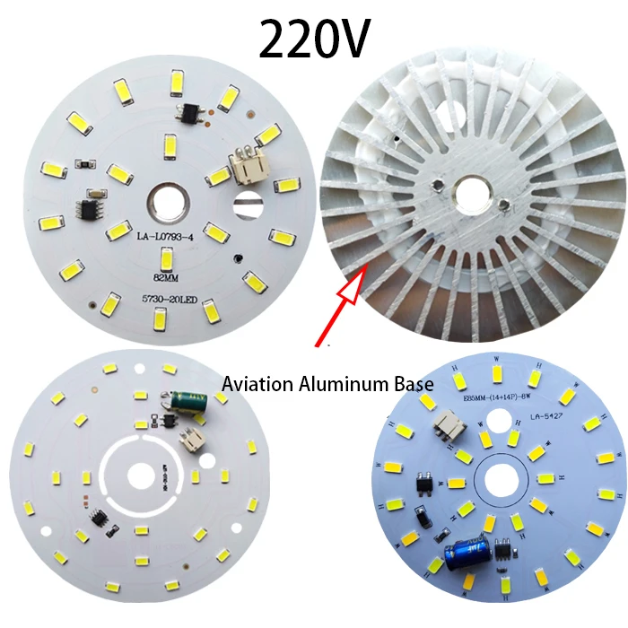 

6W 7W 10W 12W 13W AC220V 2835 5730 82-140mm OD Warm Yellow White SMD Aviation AL Radiator Base LED Light Bulb Lamp Bead Emitter