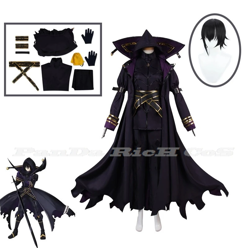 

Kagenou Cid Cosplay Costume Wig Anime The Eminence In Shadow Minoru Kageno Black Uniform Shadow Garden Cloak Belt Gloves Outfit