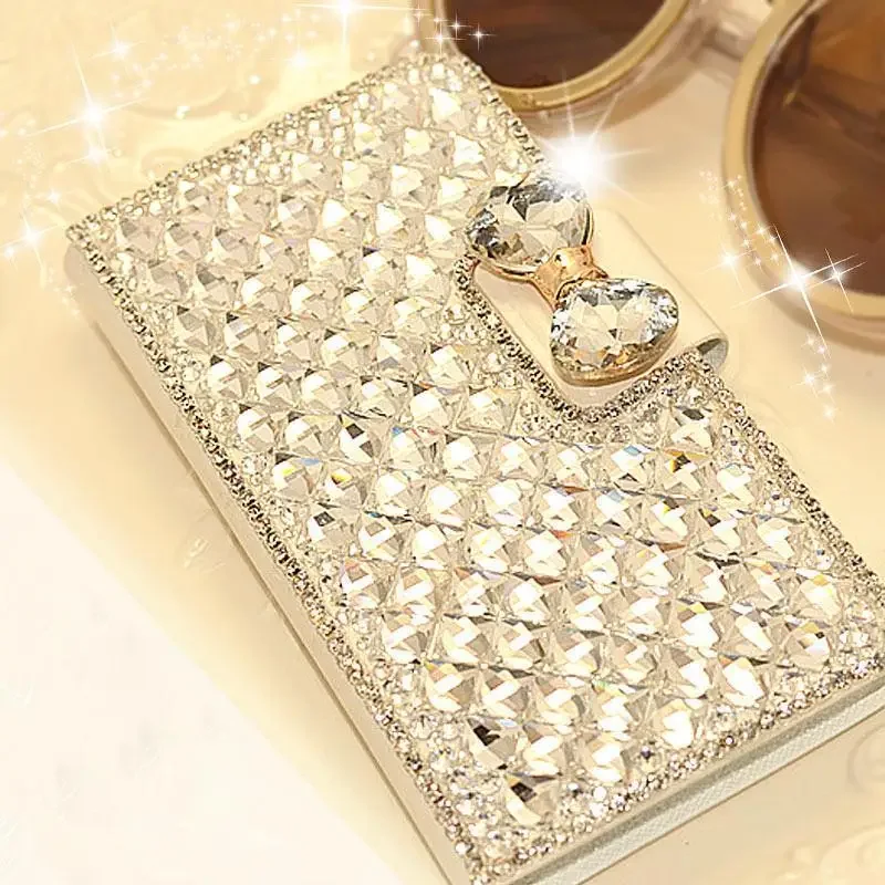Luxury Diamonds Leather Phone Case For Samsung S25 Ultra S24 FE A05 A15 A25 A35 A55 A06 A16 A26 A36 A56 A12 A32 A52 A13 A51 Case