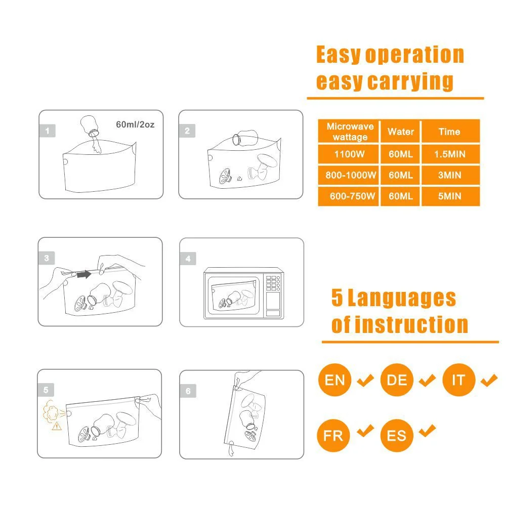 Reusable Microwave Sterilizer Bags Steam Sterilization Bags for Baby Bottles Breast Pump Teethers Pacifiers 16pcs bottle sterilizer